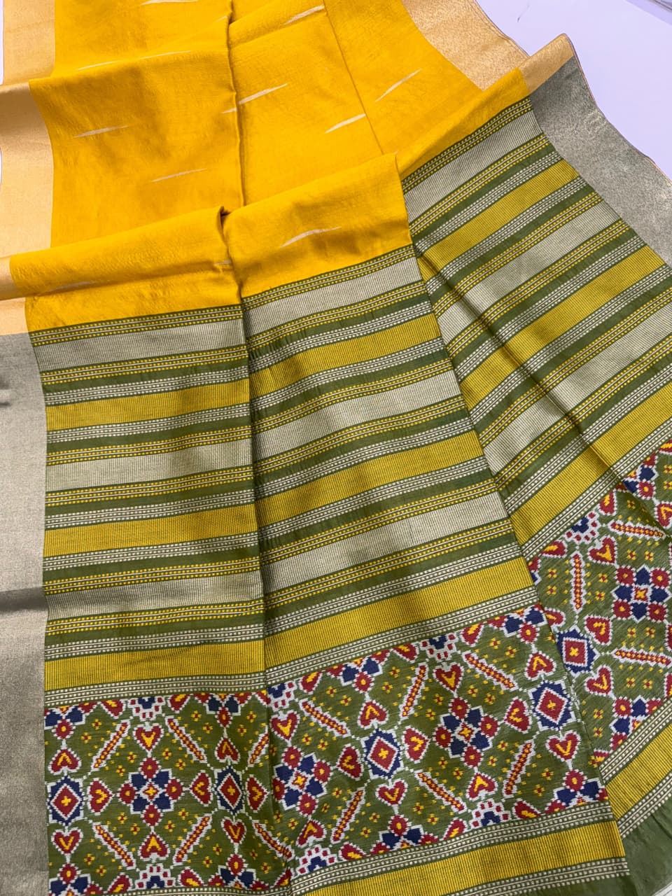 Meena Weaving Patola Pallu Khadi Raw Silk Saree